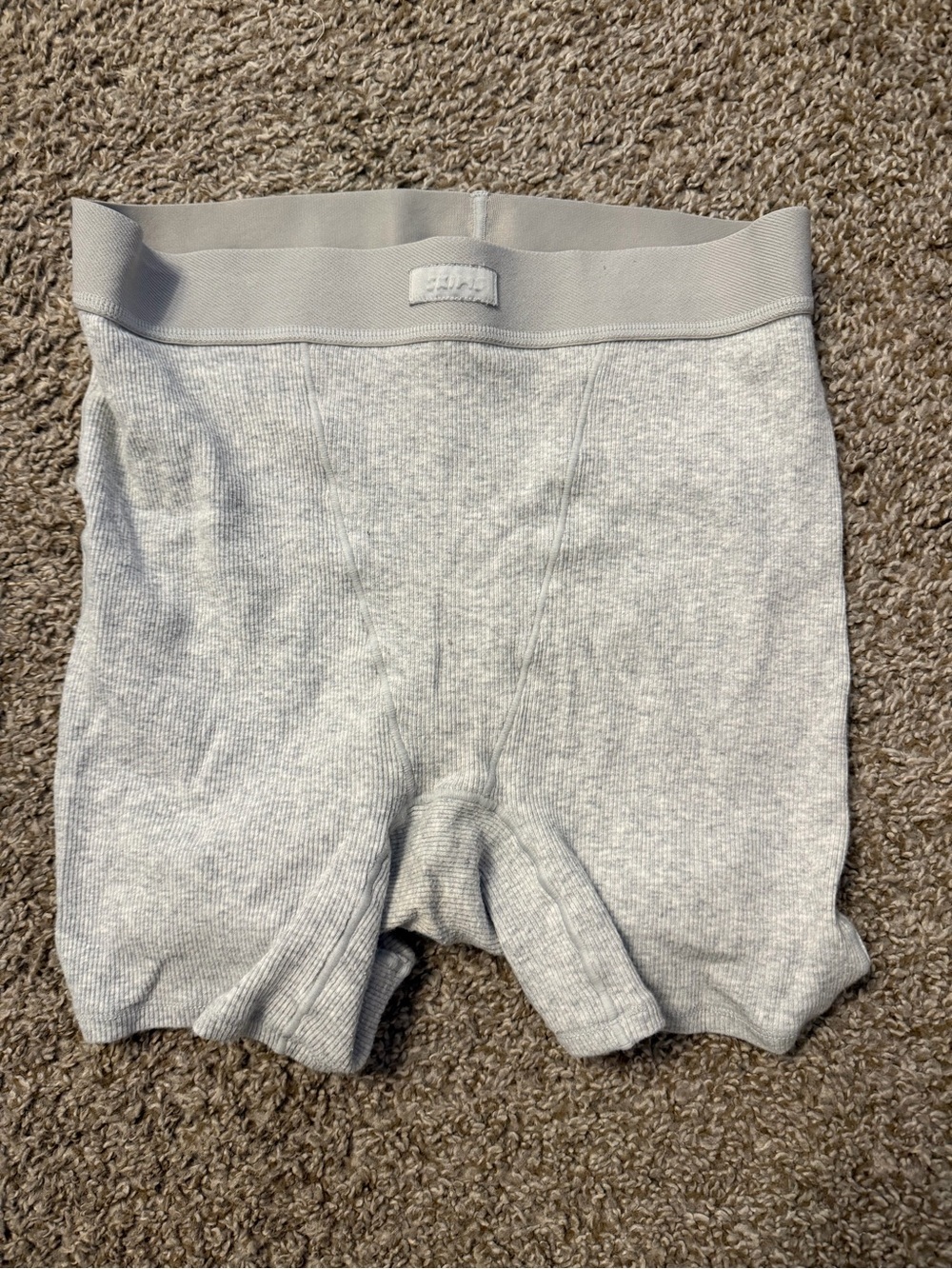 skims Grey Ribbed Boxer Shorts size small